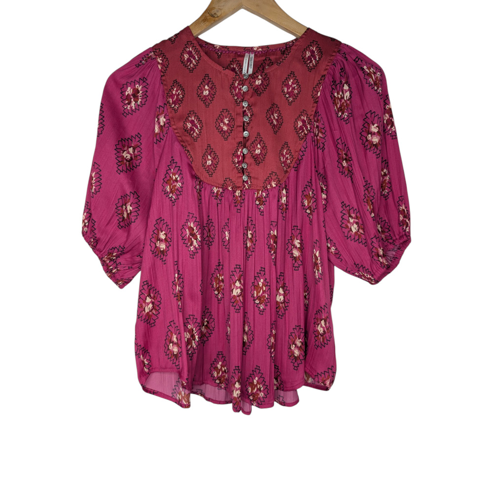 Anthropologie Aztec Western Pattern Flowy Boho Blouse